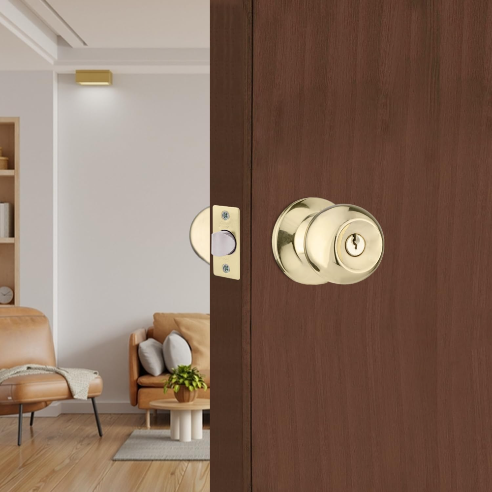 Godrej Cylindrical Lock | 3 Keys |For bedroom doors, Internal Wooden Door | 6cm 60mm Backset | Suitable for Left Right Handed & Inside Outside Opening |Brass Finish | 5 Year Warranty